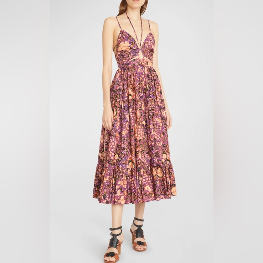 Phoebe Strappy Cutout-Bodice Cotton Midi Dress